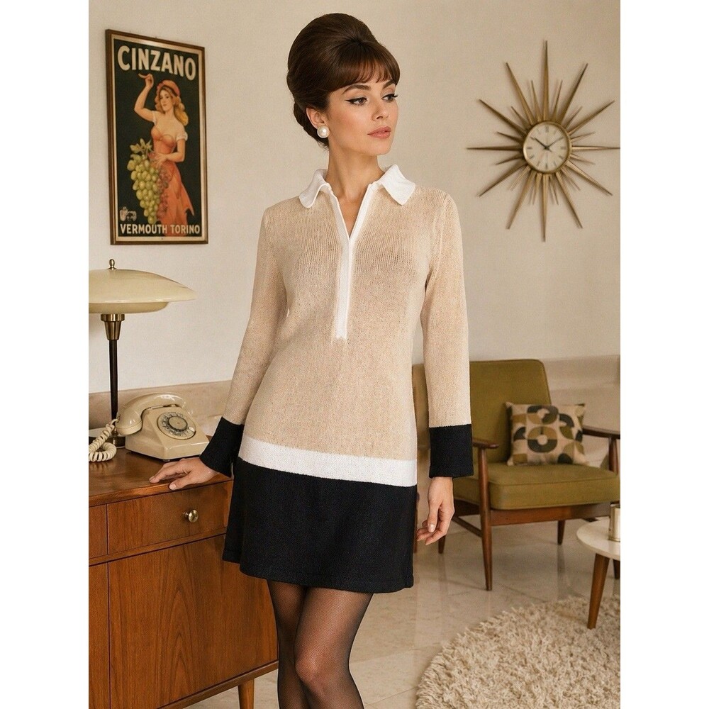 Ball Of Cotton Handloomed USA Retro Long Sleeve Quarter Zip Knit Blouse Size L